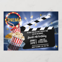 Cinema Movie Time Boy Birthday Popcorn
