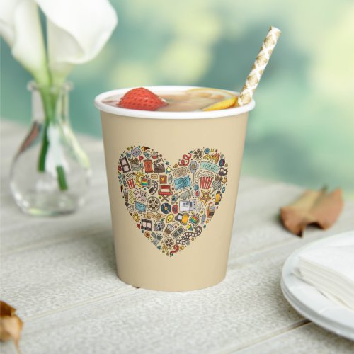 Cinema Movies Icons Heart in shape of  Heart Paper Cups