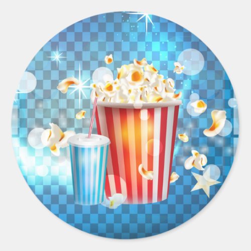 Cinema Movies Movie Night Birthday Party Favor Classic Round Sticker