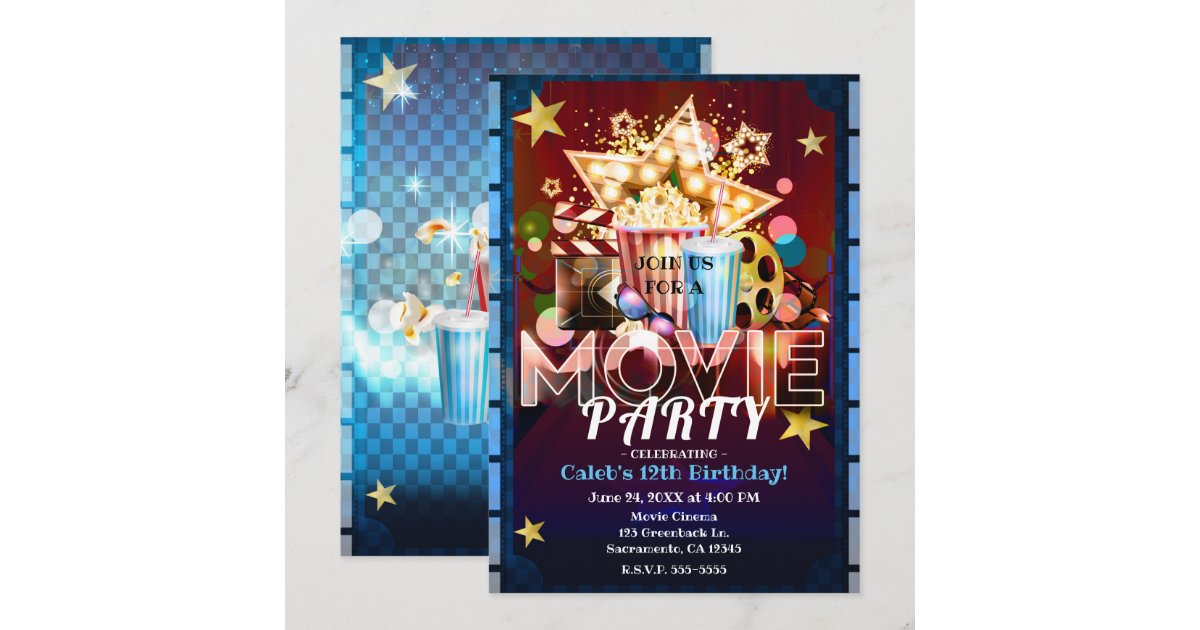 Cinema Movies Movie Night Birthday Party Invitation | Zazzle