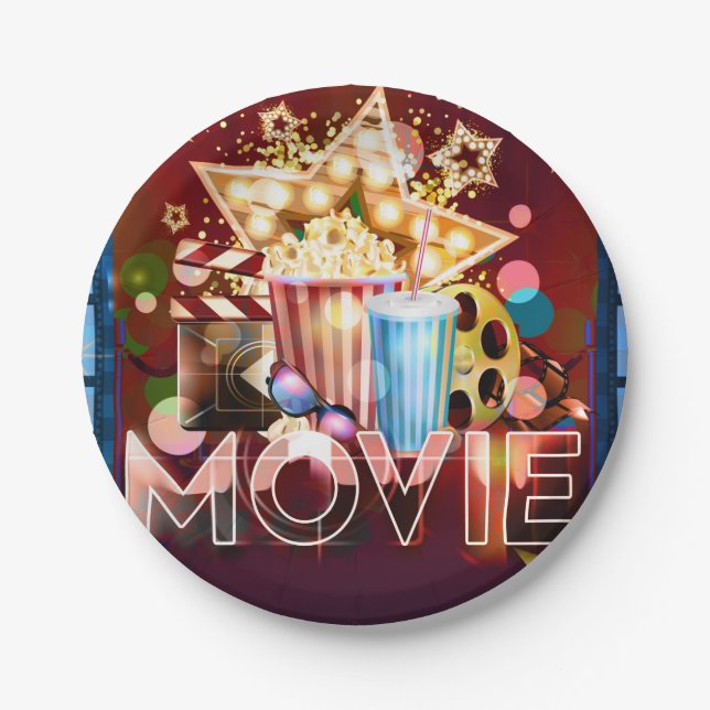 Cinema Movies Movie Night Birthday Party Paper Plates (Front)