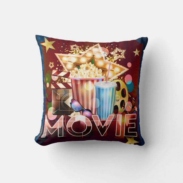 Cinema Movies Movie Night Entertainment Room Throw Pillow (Front)