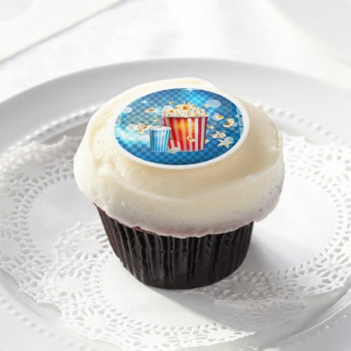 Cinema Movies Movie Night Popcorn Soda Party Edible Frosting Rounds