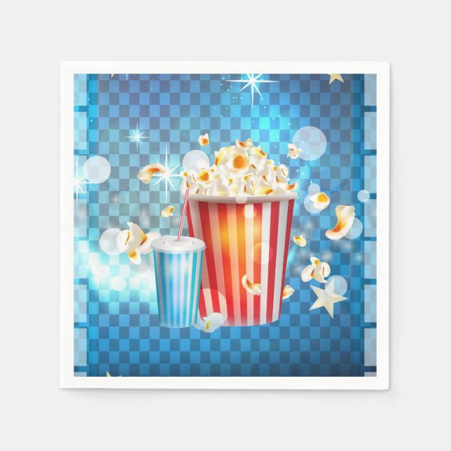 Cinema Movies Movie Night Popcorn Soda Party Napkins (Front)