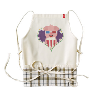Cinema Pig with flower heart Zvf1w Zazzle HEART Apron