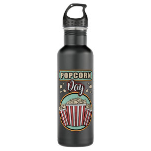 Cinema Popcorn Day Movie Snack Pop Film Gift Idea Stainless Steel Water Bottle