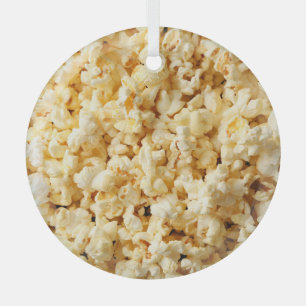 Cinema Popcorn Full Background. Glass Ornament
