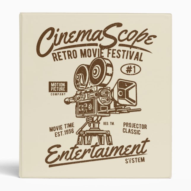 Cinema Scope Classic Retro Hollywood Camera Motion Binder (Front)