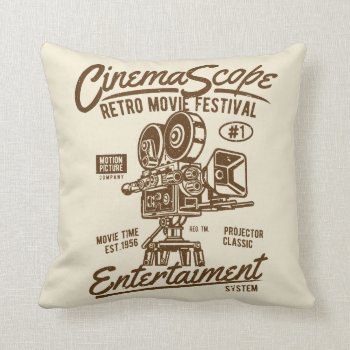 Cinema Scope Classic Retro Hollywood Camera Motion Throw Pillow by robby1982 at Zazzle