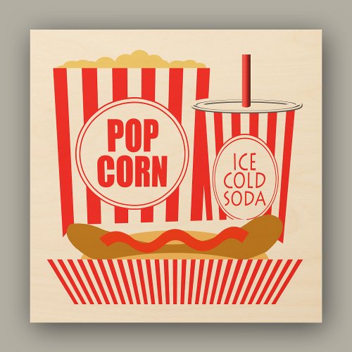 Cinema Sign Popcorn Soda Hot Dogs