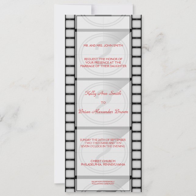 Cinema "Ticket" Invitation/Menu Card (Front)