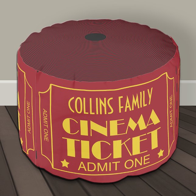 Cinema Ticket Roll Custom Name Pouf (Creator Uploaded)