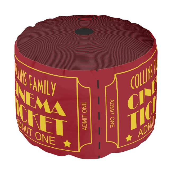 Cinema Ticket Roll Custom Name Pouf