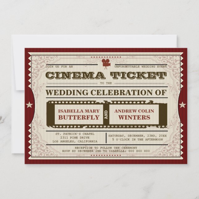 Cinema Ticket - Wedding Invitation (Front)