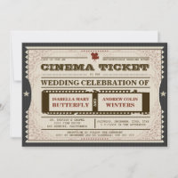 Cinema Ticket - Wedding Invitation on Grey