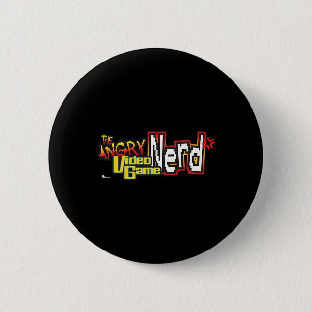 Cinemacre Angry Video Game Nerd Logo Premium  Button (Front)