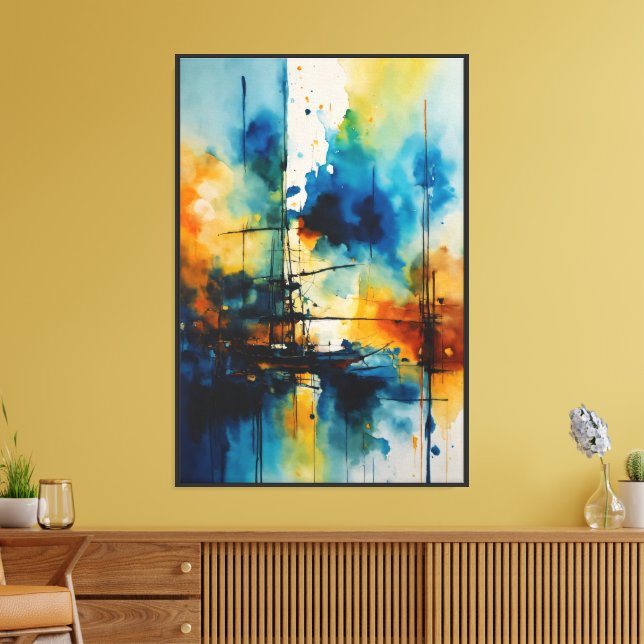 Cinematic Abstract Watercolor | Modern Art Canvas Print (Insitu(LivingRoom))