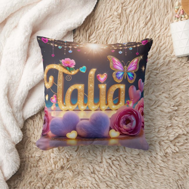 "Cinematic Comfort: Talia's Fluffy Cushion" Throw Pillow (Blanket)