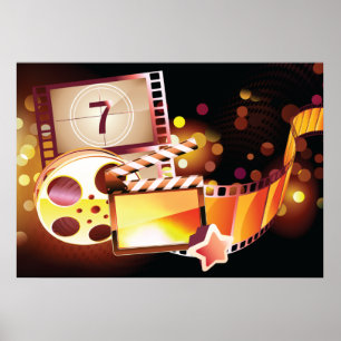 Cinematic Film Reel and Clapperboard Poster