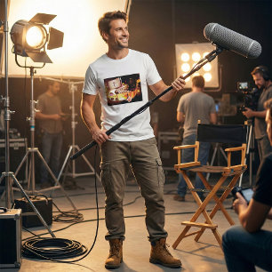 Cinematic Film Reel and Clapperboard T-Shirt