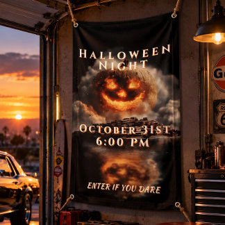 Cinematic Movie Halloween Night Weatherproof  Banner