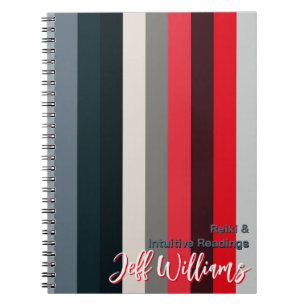 Cinematic Red & Grey Scale Aesthetic Reiki Stripes Notebook