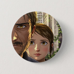 Cinematic Survival Hero & Girl Artistic Pin-Back B Button