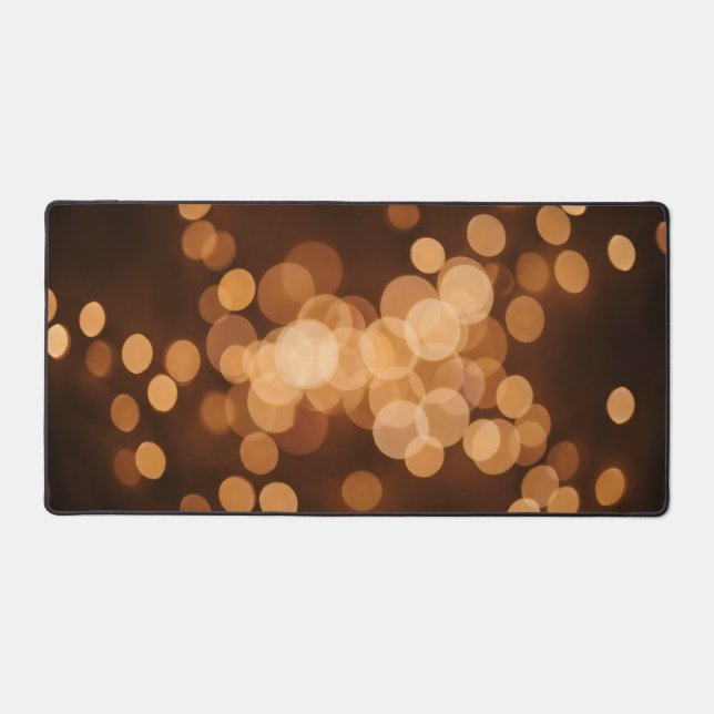 Cinematic Warm Gold Blurred Bokeh Desk Mat (Front)