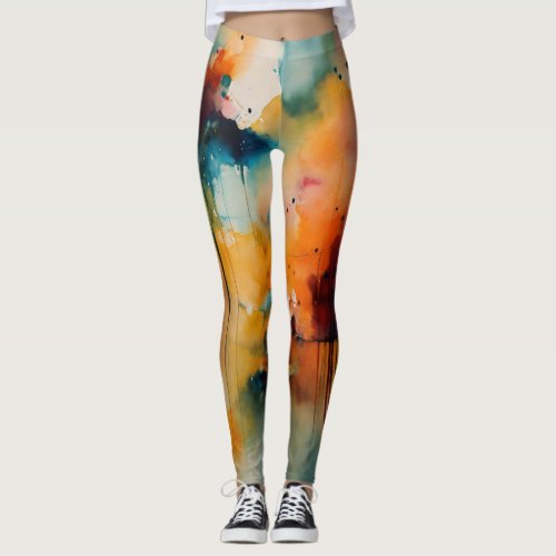 Cinematic Watercolor Abstract Leggings _ Mikael B