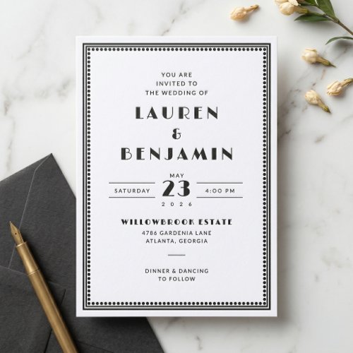 Cinematic Wedding Letterpress Invitation