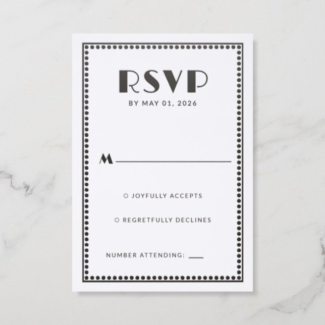 Cinematic Wedding Letterpress RSVP Cards (Front)
