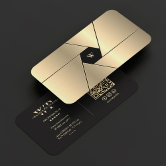 Modern Photographer Monogram Black Gold Camera Business Card