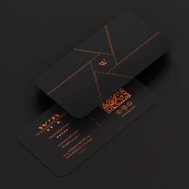 Cinematographer Camera Lens Initial Orange Black Business Card (Cinematographer Camera Lens Initial Orange Black Business Card
)