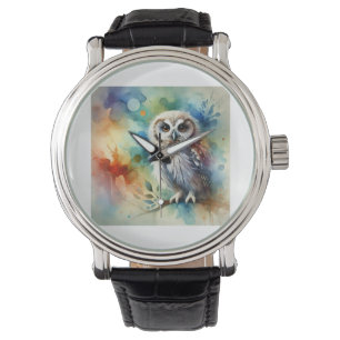 Cinereous Owl 240824AREF107 - Watercolor Watch