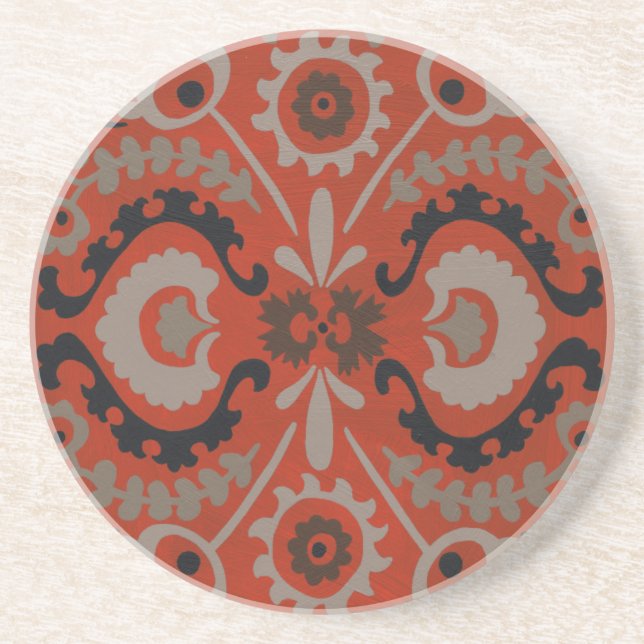 Cinnabar Suzani I Drink Coaster (Front)