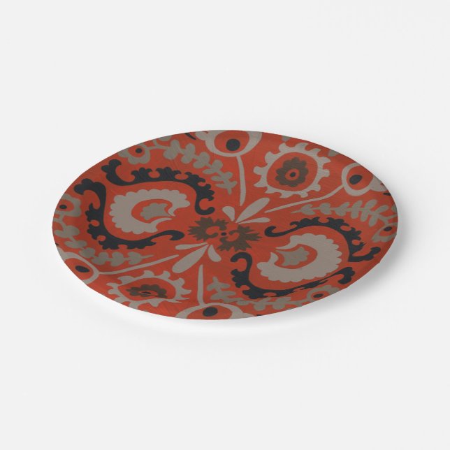 Cinnabar Suzani I Paper Plates (Angled)
