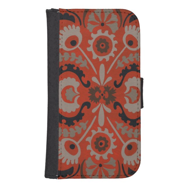 Cinnabar Suzani I Samsung Galaxy Wallet Case (Front)