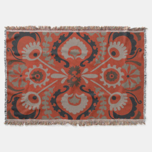 Cinnabar Suzani I Throw Blanket