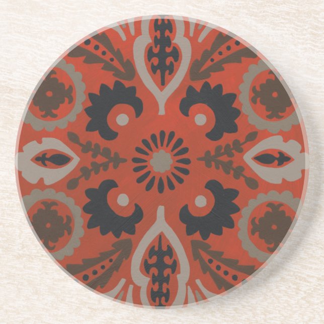 Cinnabar Suzani II Drink Coaster (Front)