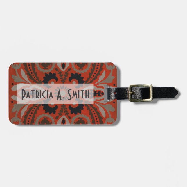 Cinnabar Suzani II Luggage Tag (Front Horizontal)