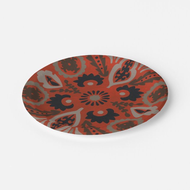 Cinnabar Suzani II Paper Plates (Angled)