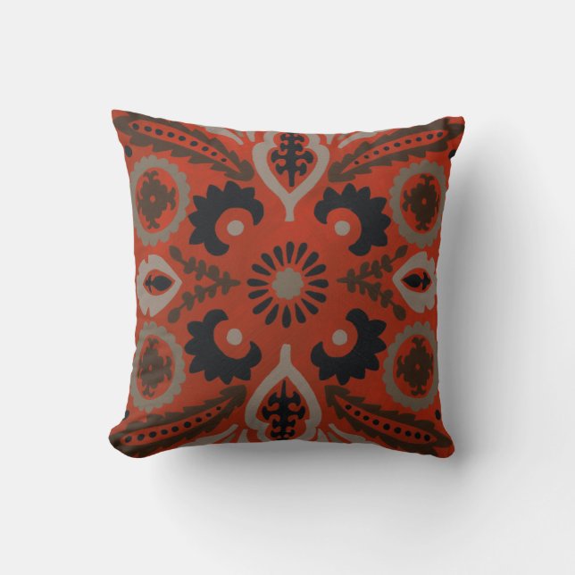 Cinnabar Suzani II Throw Pillow (Front)