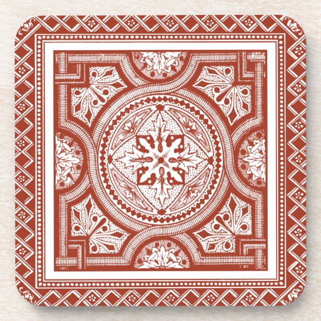 Cinnabar Woodblock IV Beverage Coaster (Front)