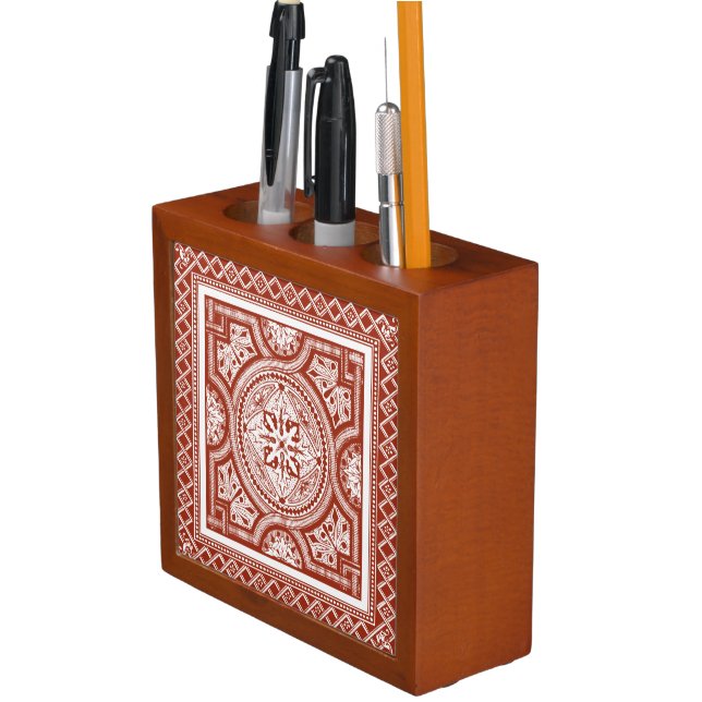 Cinnabar Woodblock IV Desk Organizer (In Situ)