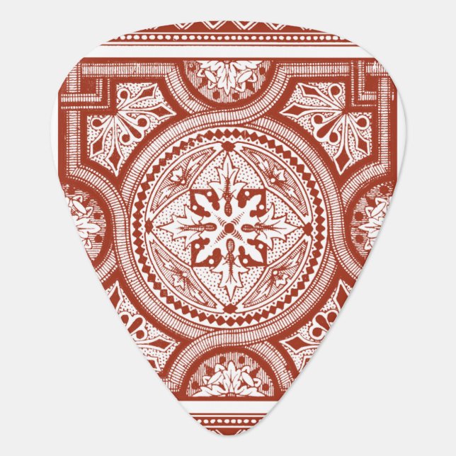 Cinnabar Woodblock IV Guitar Pick (Front)