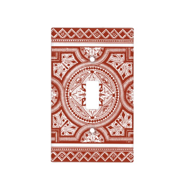 Cinnabar Woodblock IV Light Switch Cover (Front)