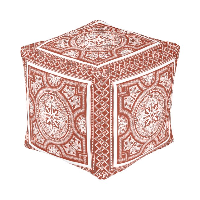 Cinnabar Woodblock IV Pouf (Angled Front)