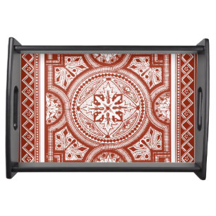 Cinnabar Woodblock IV Serving Tray