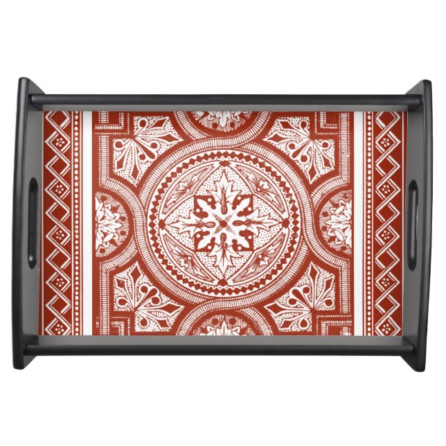 Cinnabar Woodblock IV Serving Tray (Front)