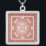 Cinnabar Woodblock IV Silver Plated Necklace<br><div class="desc">Home Décor</div>